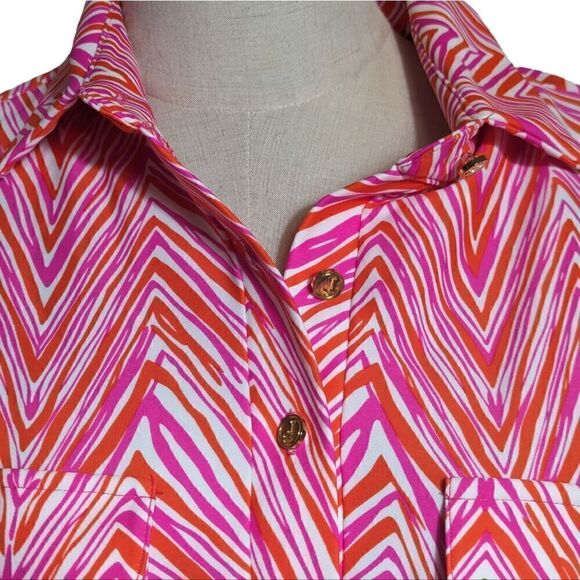 Jude Connally Pink and Orange Shirt Dress - Picture 2 of 7